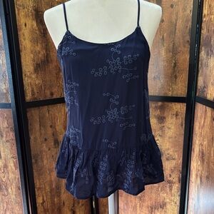 Maurices Dark Blue Camisole with Floral Embroidery